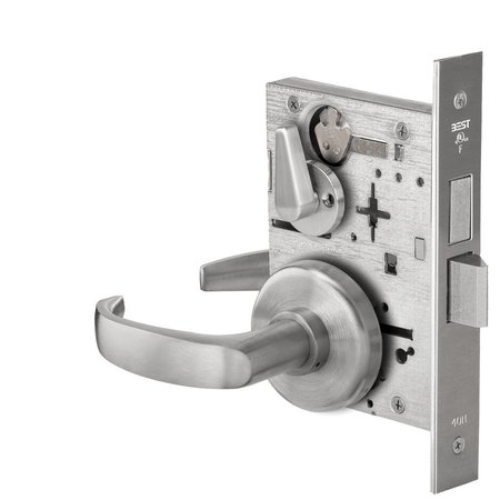 BEST Grade 1 Privacy Mortise Lock, 14 Lever, H Rose, Non-Keyed, Satin Chrome Finish, Field Reversible 45H0LB14H626